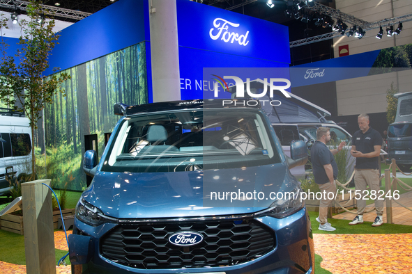 A Ford camping van is on display at the Duesseldorf Trade Fair Center during the Caravan Salon, the leading motorhome and camping van trade...