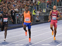 Letsile TEBOGO (BOT) competes in the 100m Men during the IAAF Wanda Diamond League: Golden Gala Pietro Mennea at Olympic Stadium in Rome, It...