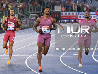 Fred Kerley (USA) competes in the 100m Men during the IAAF Wanda Diamond League: Golden Gala Pietro Mennea at Olympic Stadium in Rome, Italy...