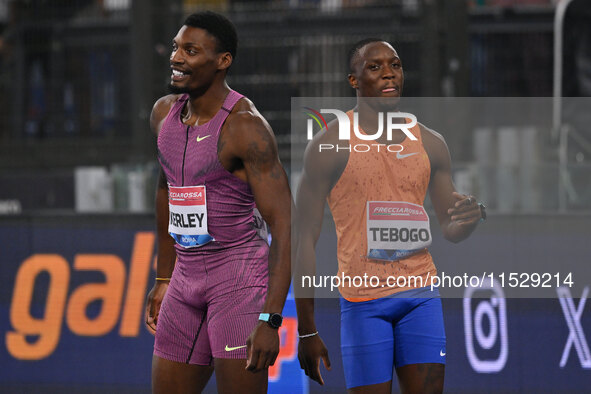 Fred Kerley (USA) and Letsile Tebogo (BOT) participate in the IAAF Wanda Diamond League: Golden Gala Pietro Mennea at Olympic Stadium in Rom...