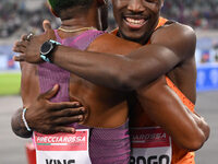 Kyree KING (USA) and Letsile TEBOGO (BOT) during the IAAF Wanda Diamond League: Golden Gala Pietro Mennea at Olympic Stadium in Rome, Italy,...