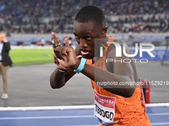 Letsile TEBOGO (BOT) competes in the 100m Men during the IAAF Wanda Diamond League: Golden Gala Pietro Mennea at Olympic Stadium in Rome, It...