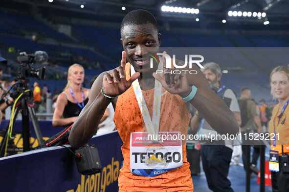 Letsile TEBOGO (BOT) competes in the 100m Men during the IAAF Wanda Diamond League: Golden Gala Pietro Mennea at Olympic Stadium in Rome, It...