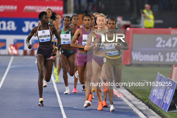 Faith Kipyegon (KEN) competes in the 1500m Women during the IAAF Wanda Diamond League: Golden Gala Pietro Mennea at Olympic Stadium in Rome,...