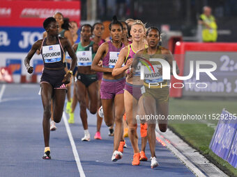 Faith Kipyegon (KEN) competes in the 1500m Women during the IAAF Wanda Diamond League: Golden Gala Pietro Mennea at Olympic Stadium in Rome,...