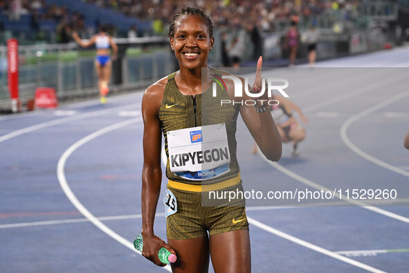 Faith Kipyegon (KEN) competes in the 1500m Women during the IAAF Wanda Diamond League: Golden Gala Pietro Mennea at Olympic Stadium in Rome,...