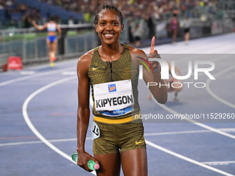 Faith Kipyegon (KEN) competes in the 1500m Women during the IAAF Wanda Diamond League: Golden Gala Pietro Mennea at Olympic Stadium in Rome,...