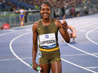 Faith Kipyegon (KEN) competes in the 1500m Women during the IAAF Wanda Diamond League: Golden Gala Pietro Mennea at Olympic Stadium in Rome,...