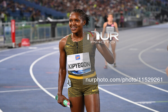 Faith Kipyegon (KEN) competes in the 1500m Women during the IAAF Wanda Diamond League: Golden Gala Pietro Mennea at Olympic Stadium in Rome,...