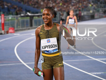 Faith Kipyegon (KEN) competes in the 1500m Women during the IAAF Wanda Diamond League: Golden Gala Pietro Mennea at Olympic Stadium in Rome,...