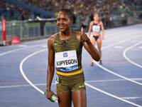 Faith Kipyegon (KEN) competes in the 1500m Women during the IAAF Wanda Diamond League: Golden Gala Pietro Mennea at Olympic Stadium in Rome,...