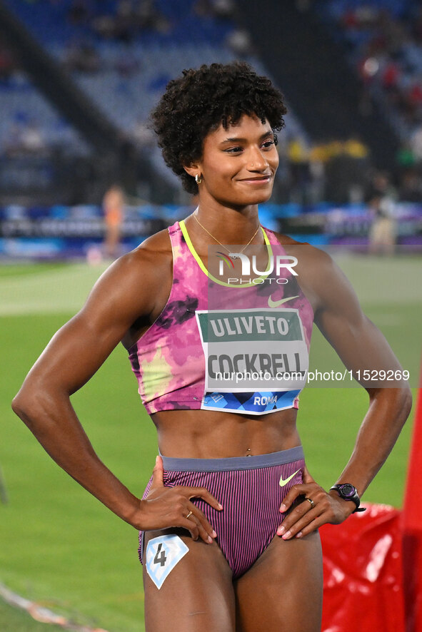 Anna Cockrell (USA) competes in the Women's 400m Hurdles during the IAAF Wanda Diamond League: Golden Gala Pietro Mennea at Olympic Stadium...