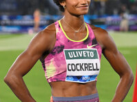 Anna Cockrell (USA) competes in the Women's 400m Hurdles during the IAAF Wanda Diamond League: Golden Gala Pietro Mennea at Olympic Stadium...