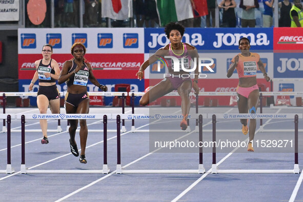 Anna Cockrell (USA) competes in the Women's 400m Hurdles during the IAAF Wanda Diamond League: Golden Gala Pietro Mennea at Olympic Stadium...