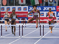 Anna Cockrell (USA) competes in the Women's 400m Hurdles during the IAAF Wanda Diamond League: Golden Gala Pietro Mennea at Olympic Stadium...