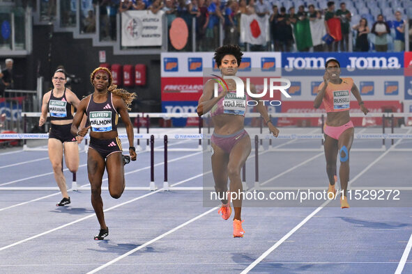 Anna Cockrell (USA) competes in the Women's 400m Hurdles during the IAAF Wanda Diamond League: Golden Gala Pietro Mennea at Olympic Stadium...