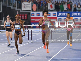 Anna Cockrell (USA) competes in the Women's 400m Hurdles during the IAAF Wanda Diamond League: Golden Gala Pietro Mennea at Olympic Stadium...