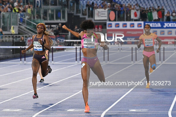 Anna Cockrell (USA) competes in the Women's 400m Hurdles during the IAAF Wanda Diamond League: Golden Gala Pietro Mennea at Olympic Stadium...