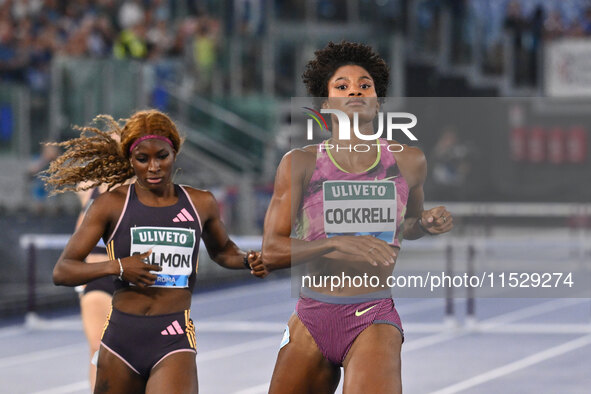 Anna Cockrell (USA) competes in the Women's 400m Hurdles during the IAAF Wanda Diamond League: Golden Gala Pietro Mennea at Olympic Stadium...