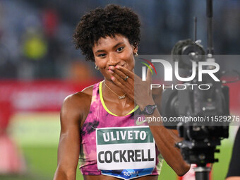 Anna Cockrell (USA) competes in the Women's 400m Hurdles during the IAAF Wanda Diamond League: Golden Gala Pietro Mennea at Olympic Stadium...