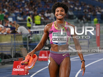 Anna Cockrell (USA) competes in the Women's 400m Hurdles during the IAAF Wanda Diamond League: Golden Gala Pietro Mennea at Olympic Stadium...