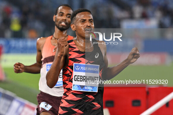 Hagos Gebrhiwet (ETH) competes in the 5000m Men during the IAAF Wanda Diamond League: Golden Gala Pietro Mennea at Olympic Stadium in Rome,...