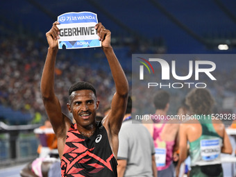 Hagos Gebrhiwet (ETH) competes in the 5000m Men during the IAAF Wanda Diamond League: Golden Gala Pietro Mennea at Olympic Stadium in Rome,...