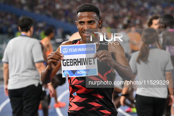 Hagos Gebrhiwet (ETH) competes in the 5000m Men during the IAAF Wanda Diamond League: Golden Gala Pietro Mennea at Olympic Stadium in Rome,...