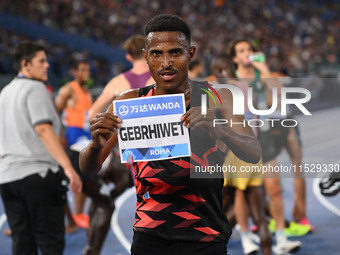 Hagos Gebrhiwet (ETH) competes in the 5000m Men during the IAAF Wanda Diamond League: Golden Gala Pietro Mennea at Olympic Stadium in Rome,...