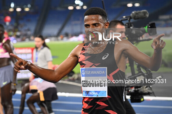 Hagos Gebrhiwet (ETH) competes in the 5000m Men during the IAAF Wanda Diamond League: Golden Gala Pietro Mennea at Olympic Stadium in Rome,...