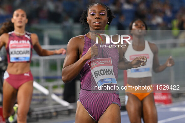 Brittany Brown (USA) competes in the 200m Women during the IAAF Wanda Diamond League: Golden Gala Pietro Mennea at Olympic Stadium in Rome,...