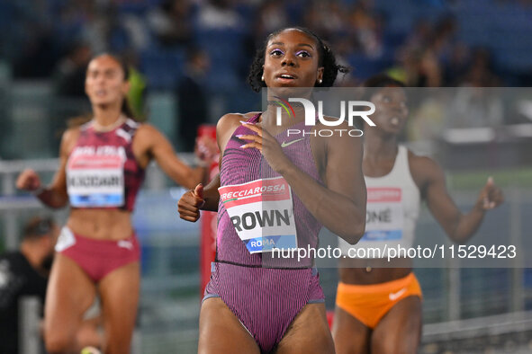 Brittany Brown (USA) competes in the 200m Women during the IAAF Wanda Diamond League: Golden Gala Pietro Mennea at Olympic Stadium in Rome,...