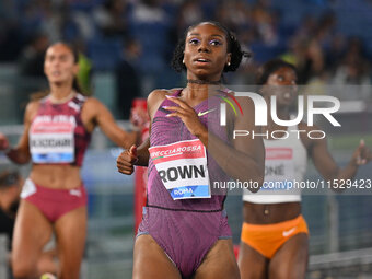 Brittany Brown (USA) competes in the 200m Women during the IAAF Wanda Diamond League: Golden Gala Pietro Mennea at Olympic Stadium in Rome,...