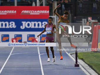 Winfred Yavi (BRN) competes in the 3000m Steeplechase Women during the IAAF Wanda Diamond League: Golden Gala Pietro Mennea at Olympic Stadi...