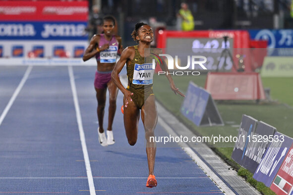 Winfred Yavi (BRN) competes in the 3000m Steeplechase Women during the IAAF Wanda Diamond League: Golden Gala Pietro Mennea at Olympic Stadi...