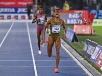 Winfred Yavi (BRN) competes in the 3000m Steeplechase Women during the IAAF Wanda Diamond League: Golden Gala Pietro Mennea at Olympic Stadi...