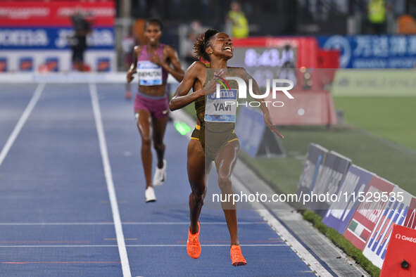 Winfred Yavi (BRN) competes in the 3000m Steeplechase Women during the IAAF Wanda Diamond League: Golden Gala Pietro Mennea at Olympic Stadi...