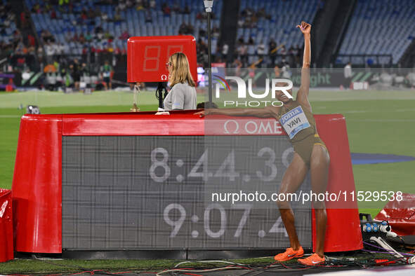 Winfred Yavi (BRN) competes in the 3000m Steeplechase Women during the IAAF Wanda Diamond League: Golden Gala Pietro Mennea at Olympic Stadi...