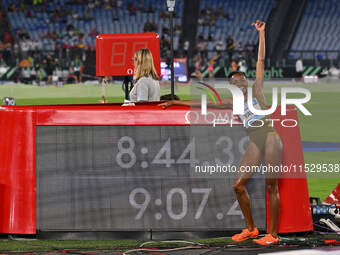 Winfred Yavi (BRN) competes in the 3000m Steeplechase Women during the IAAF Wanda Diamond League: Golden Gala Pietro Mennea at Olympic Stadi...