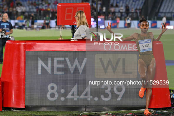 Winfred Yavi (BRN) competes in the 3000m Steeplechase Women during the IAAF Wanda Diamond League: Golden Gala Pietro Mennea at Olympic Stadi...