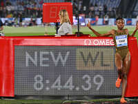 Winfred Yavi (BRN) competes in the 3000m Steeplechase Women during the IAAF Wanda Diamond League: Golden Gala Pietro Mennea at Olympic Stadi...