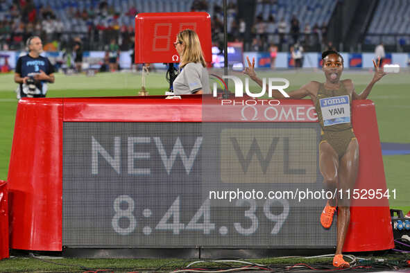 Winfred Yavi (BRN) competes in the 3000m Steeplechase Women during the IAAF Wanda Diamond League: Golden Gala Pietro Mennea at Olympic Stadi...