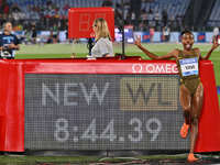 Winfred Yavi (BRN) competes in the 3000m Steeplechase Women during the IAAF Wanda Diamond League: Golden Gala Pietro Mennea at Olympic Stadi...