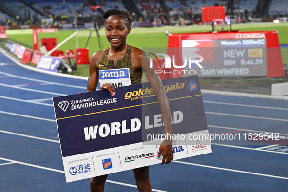 Winfred Yavi (BRN) competes in the 3000m Steeplechase Women during the IAAF Wanda Diamond League: Golden Gala Pietro Mennea at Olympic Stadi...