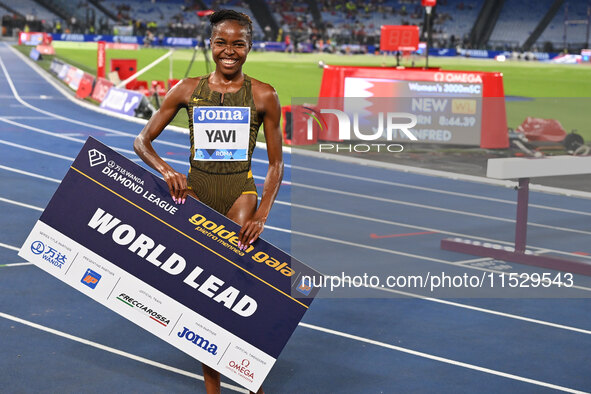 Winfred Yavi (BRN) competes in the 3000m Steeplechase Women during the IAAF Wanda Diamond League: Golden Gala Pietro Mennea at Olympic Stadi...