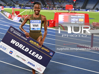 Winfred Yavi (BRN) competes in the 3000m Steeplechase Women during the IAAF Wanda Diamond League: Golden Gala Pietro Mennea at Olympic Stadi...