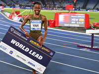 Winfred Yavi (BRN) competes in the 3000m Steeplechase Women during the IAAF Wanda Diamond League: Golden Gala Pietro Mennea at Olympic Stadi...