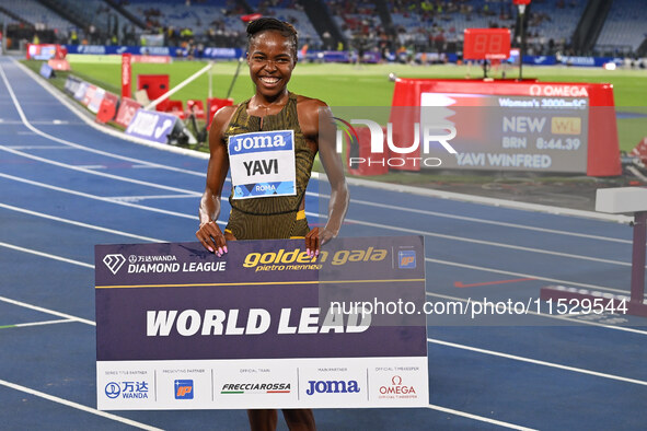 Winfred Yavi (BRN) competes in the 3000m Steeplechase Women during the IAAF Wanda Diamond League: Golden Gala Pietro Mennea at Olympic Stadi...