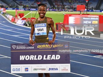 Winfred Yavi (BRN) competes in the 3000m Steeplechase Women during the IAAF Wanda Diamond League: Golden Gala Pietro Mennea at Olympic Stadi...