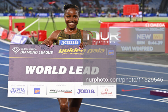 Winfred Yavi (BRN) competes in the 3000m Steeplechase Women during the IAAF Wanda Diamond League: Golden Gala Pietro Mennea at Olympic Stadi...